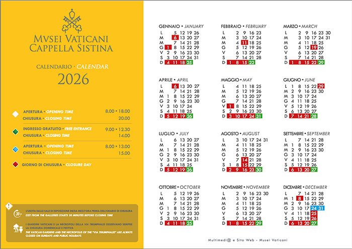 horarios del museo vaticano en 2026 oficial 