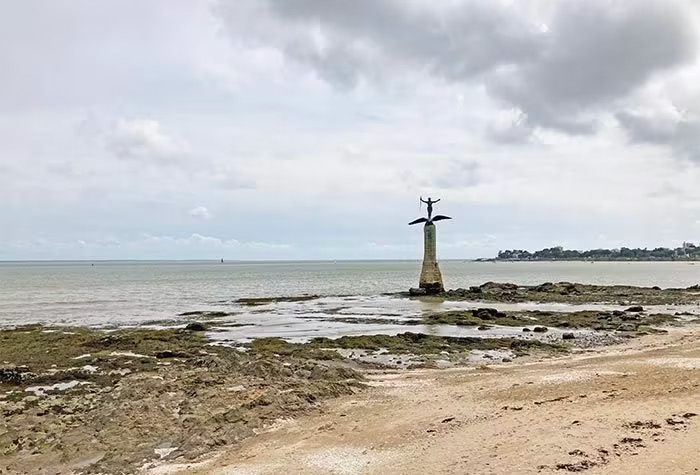 Sammy en la playa de Saint Nazaire, Países del Loira, cerca Nantes, Francia